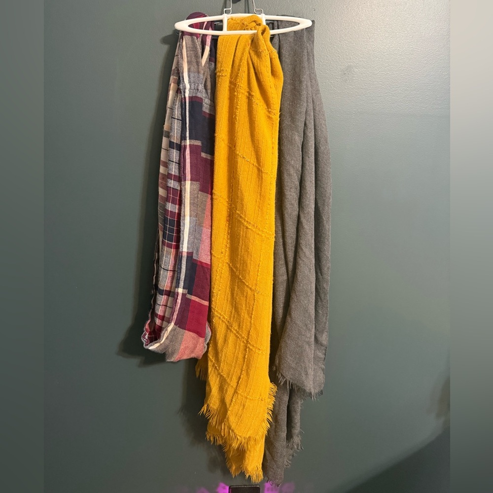 Elegant Plaid,  Mustard, Gray Scarf Set